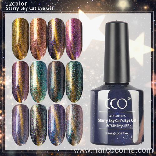 Hot new products online shopping 7.3ml 12colors starry sky cat eye gel polish made in poland products